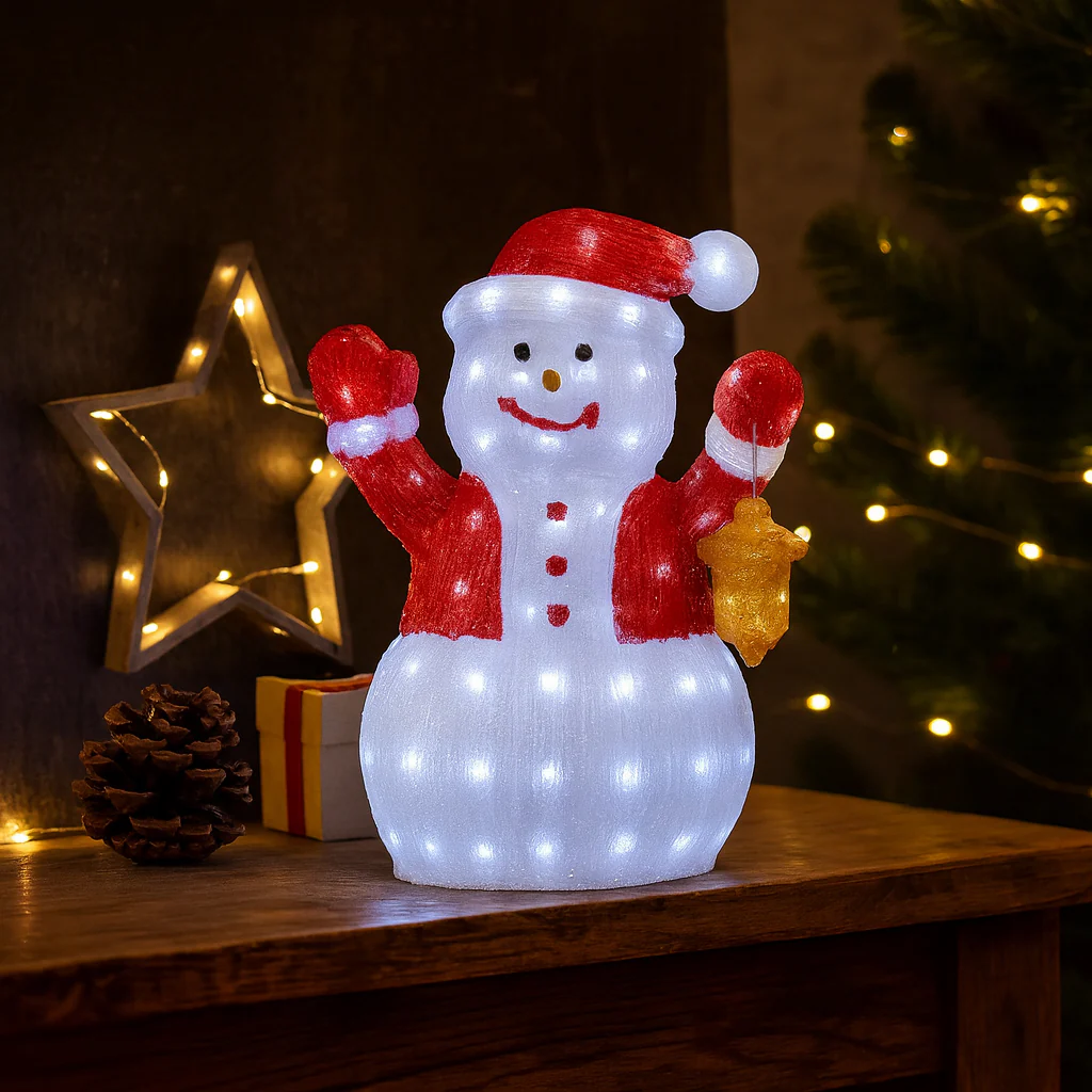 Snemand Akryl - højde 60 cm med LED-Lys - Image 2