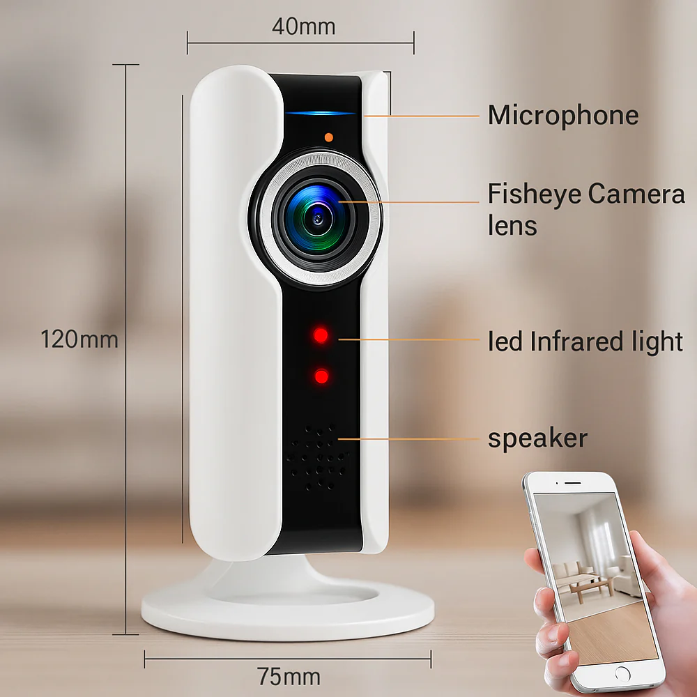 WiFi IP Overvågningskamera med 360° visning og 2-vejs lyd - Image 3