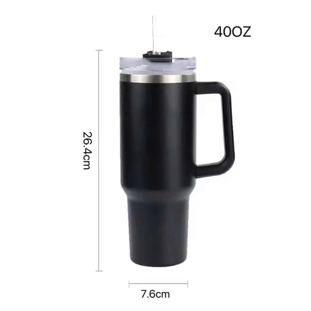 Tumbler termokop 1200 ml med håndtag, låg og sugerør (perfekt til kold/varm drikke) - Image 8