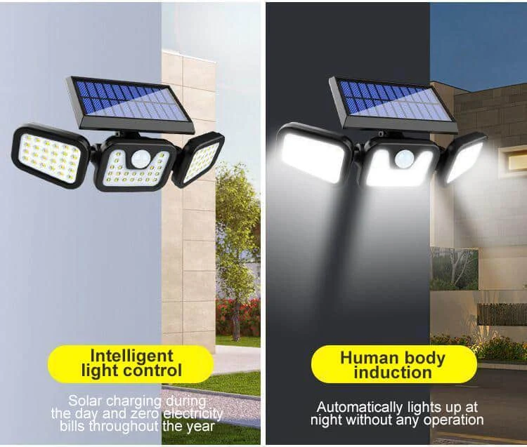 Kraftig LED-Solcellelampe med 3 spot og bevægelsessensor - Image 8