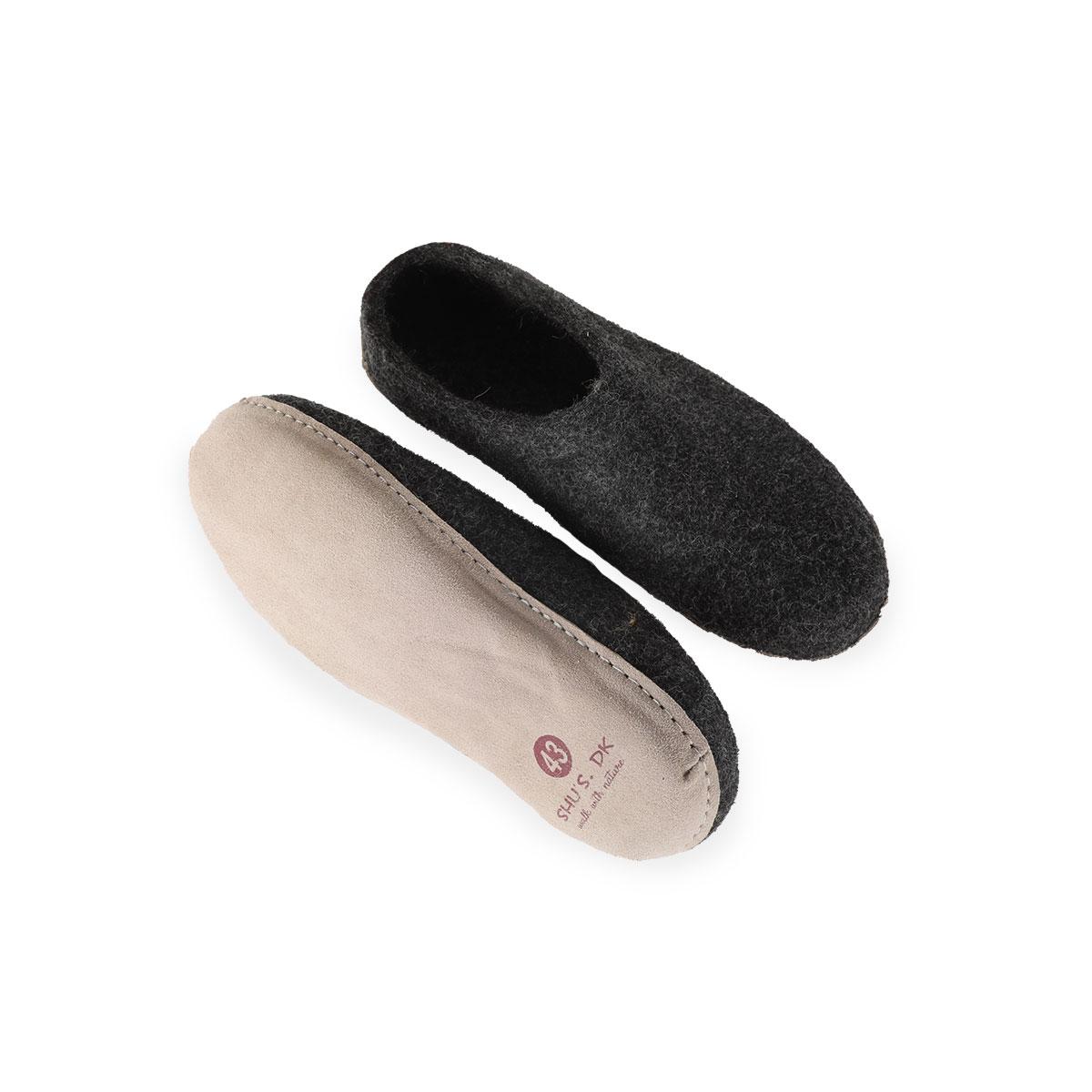 Uldtøffel (100% ren uld) m/sål i skind - Dansk Design fra SHUS - Image 23