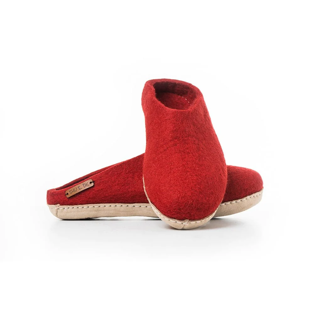 Uldtøffel (100% ren uld) m/sål i skind - Dansk Design fra SHUS - Image 4