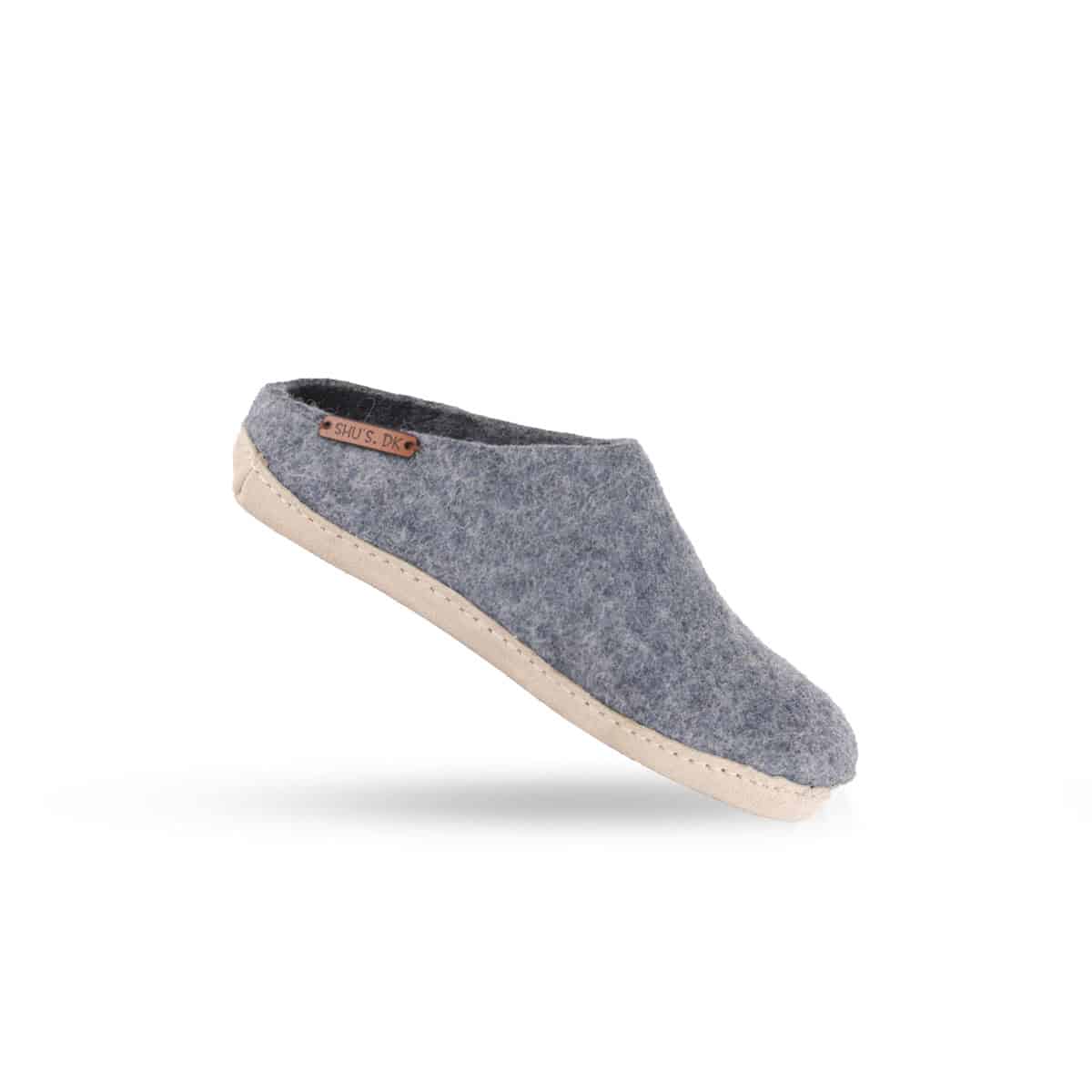 Uldtøffel (100% ren uld) m/sål i skind - Dansk Design fra SHUS - Image 7