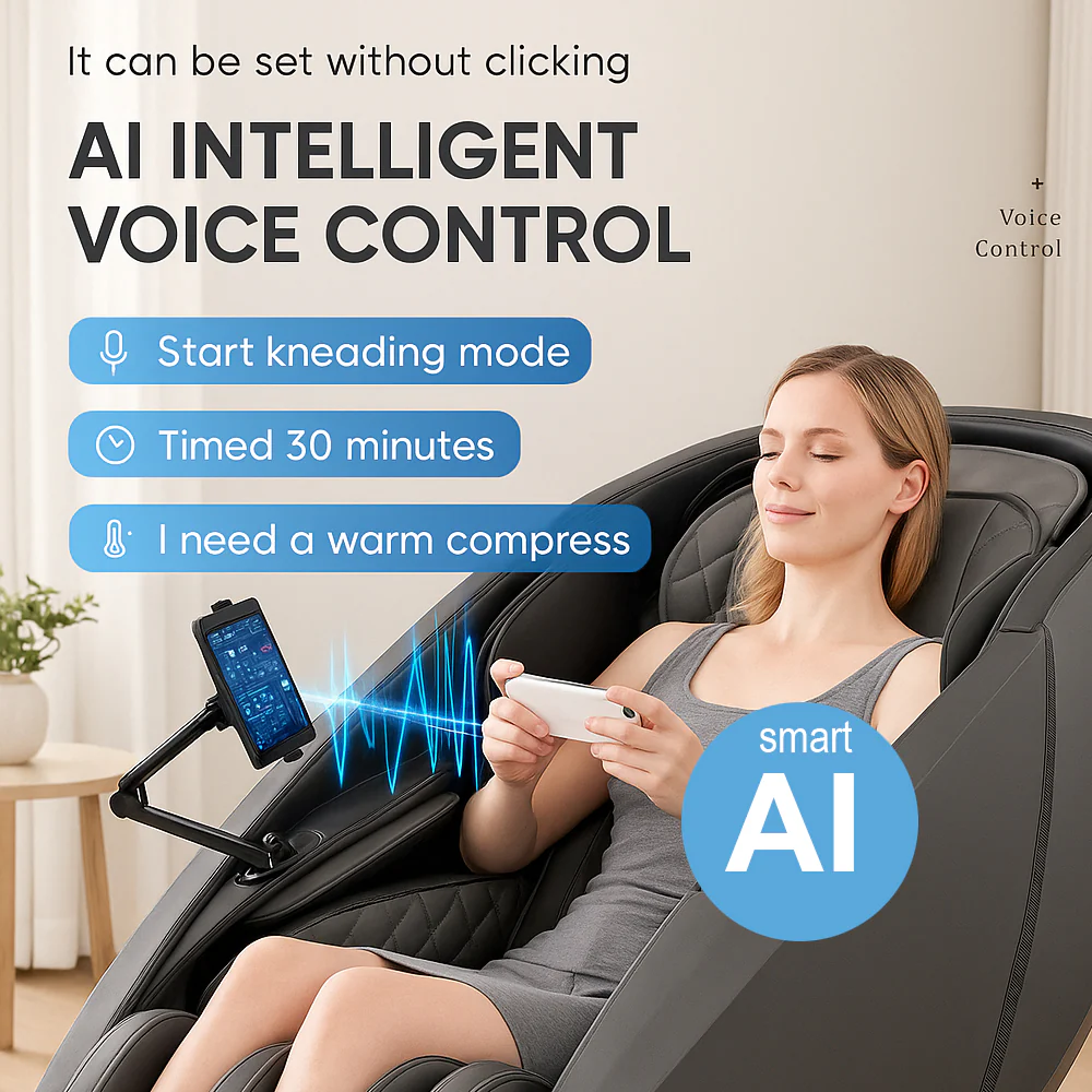 Massagestol 4D, Lux Pro med en af markedets bedste SL-skinner og intelligent AI-styring – Model 988F6 - Image 13