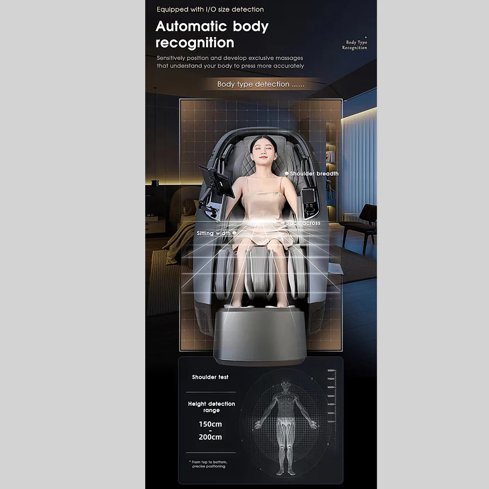 Massagestol 4D, Lux Pro med en af markedets bedste SL-skinner og intelligent AI-styring – Model 988F6 - Image 17