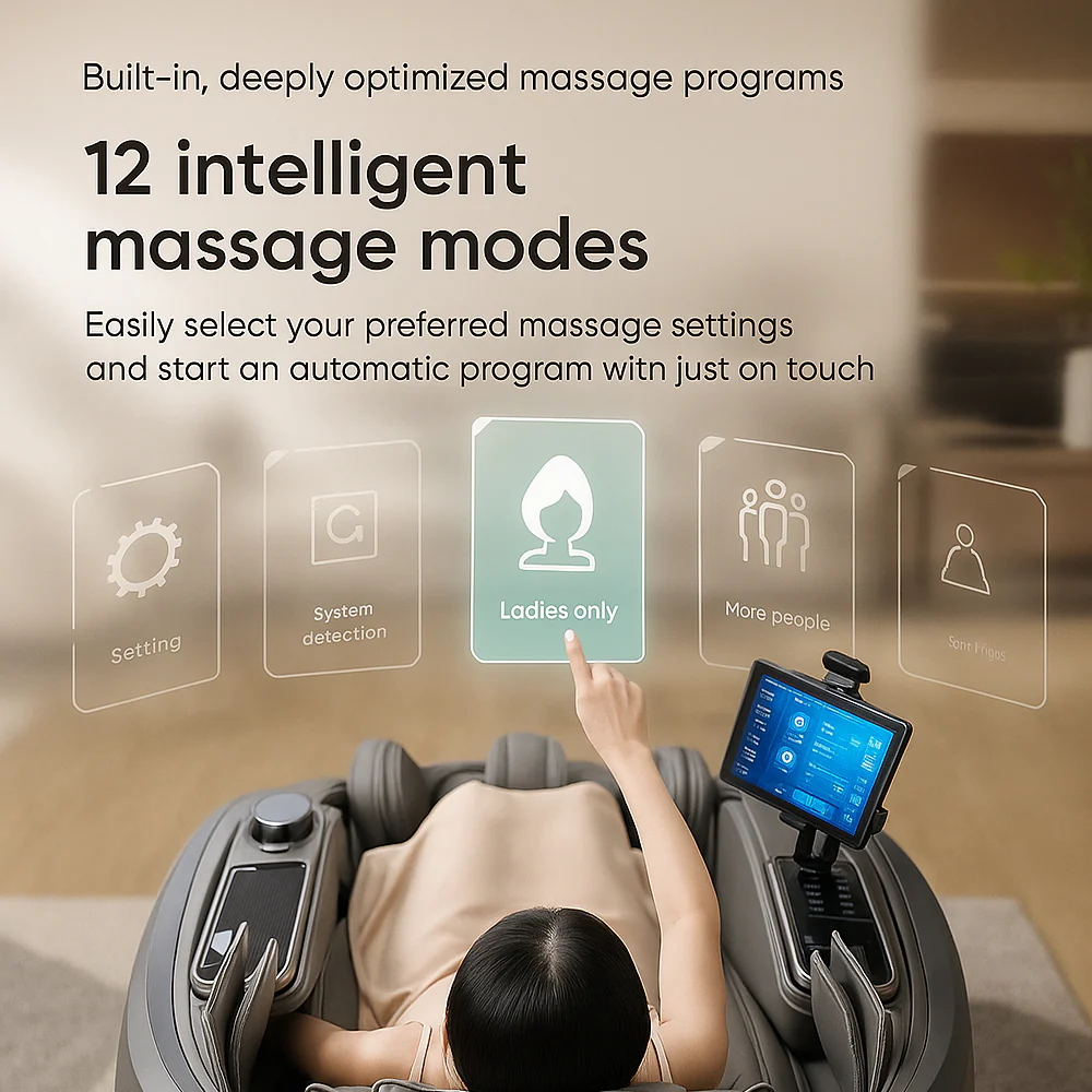 Massagestol 4D, Lux Pro med en af markedets bedste SL-skinner og intelligent AI-styring – Model 988F6 - Image 6