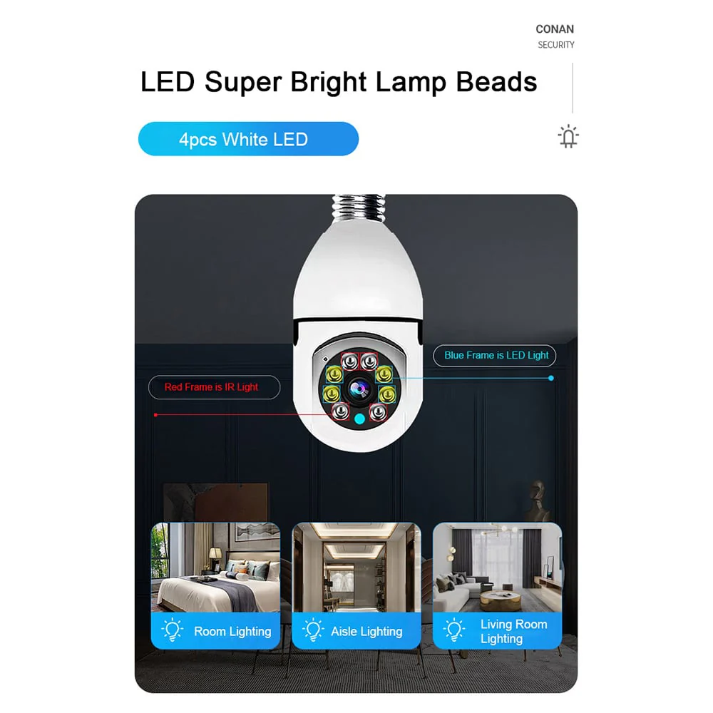 360° WiFi IP Kamera med Tilt Funktion, Nattesyn, Bevægelsesdetektion, 2-vejs Lyd og LED-Lys - Image 17
